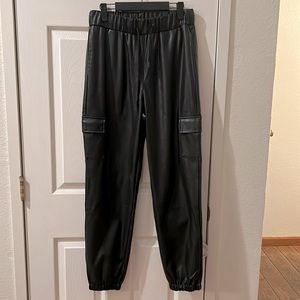 Faux leather jogger style pants.